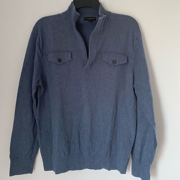 Banana Republic Men’s Long Sleeve 1/4 Zip Cotton Sweater L - Picture 1 of 6
